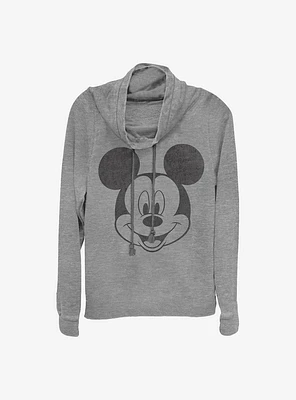 Disney Mickey Mouse Face Cowlneck Long-Sleeve Girls Top