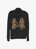 Disney Minnie Mouse Animal Print Bow Cowlneck Long-Sleeve Girls Top