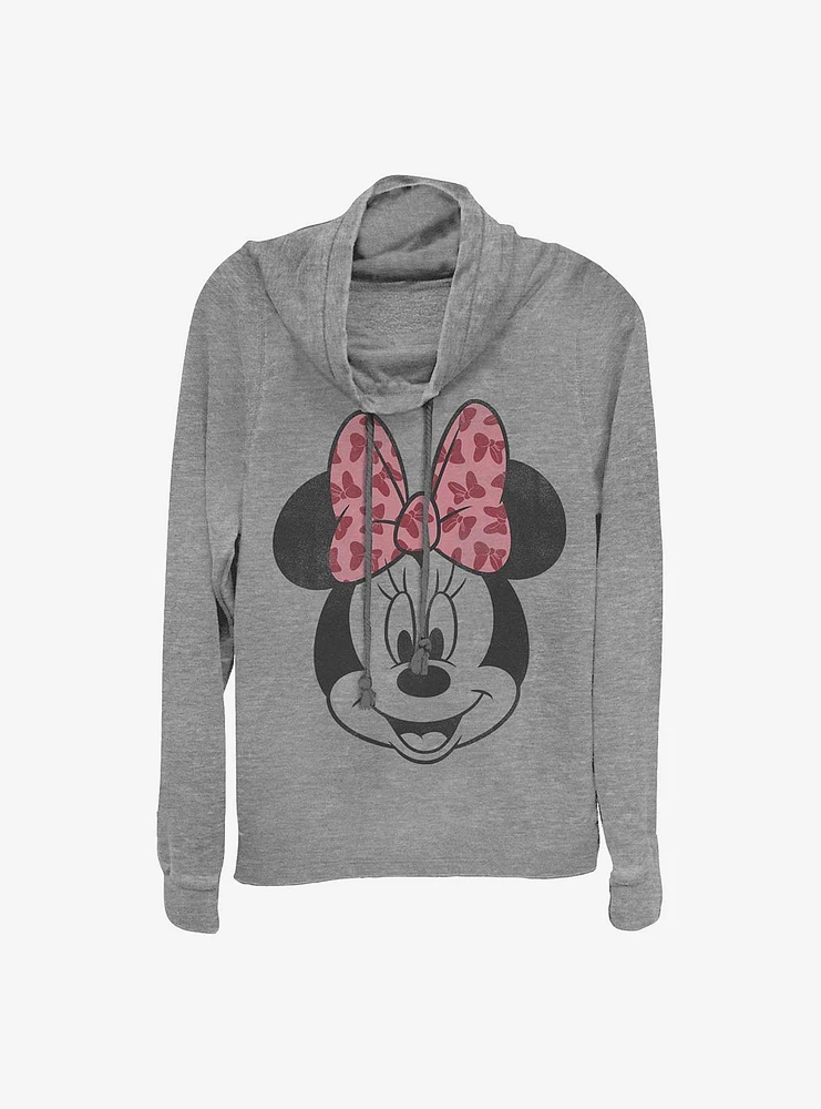 Disney Minnie Mouse Modern Face Cowlneck Long-Sleeve Girls Top