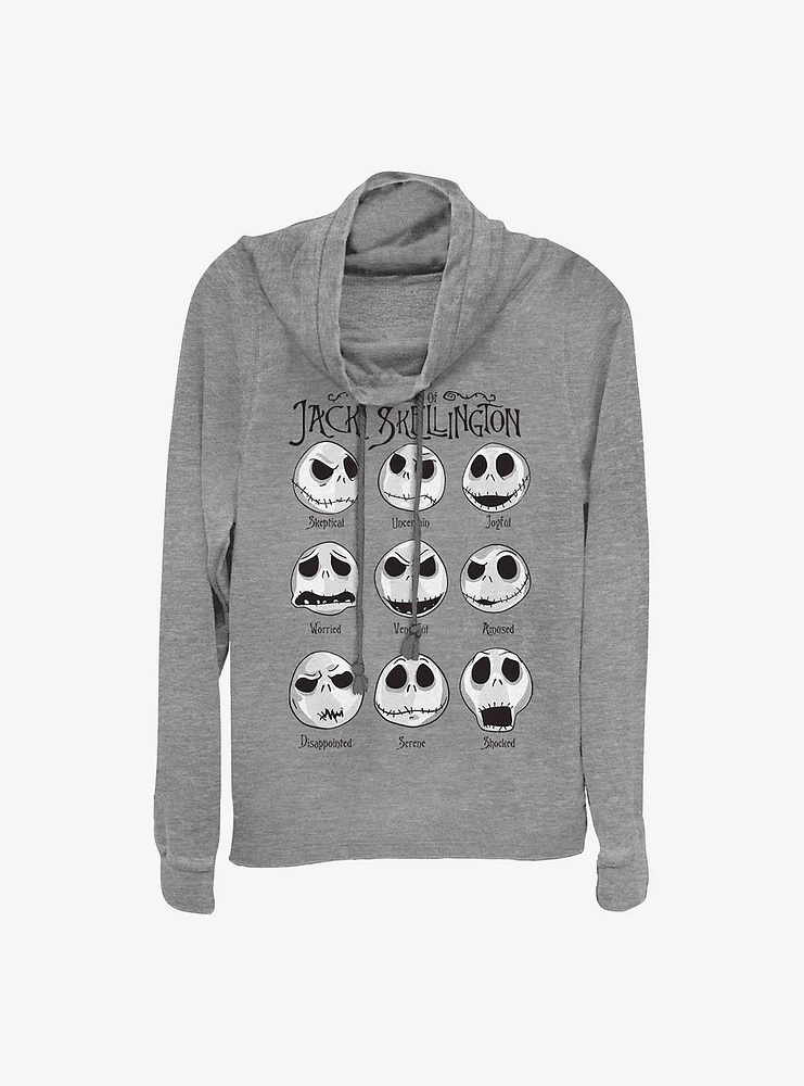 Disney The Nightmare Before Christmas Jack Emotions Cowlneck Long-Sleeve Girls Top