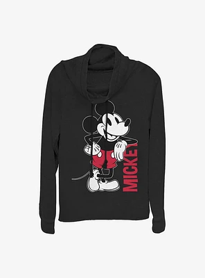 Disney Mickey Mouse Leaning Cowlneck Long-Sleeve Girls Top