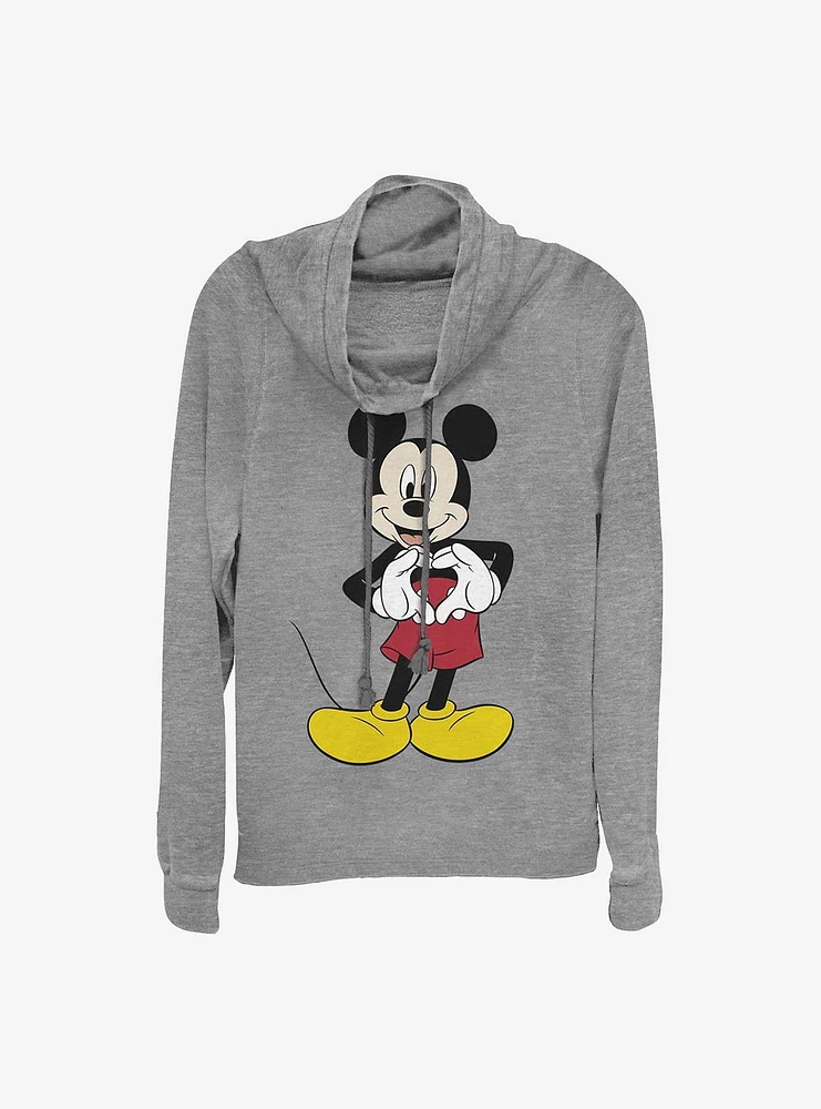 Disney Mickey Mouse Love Cowlneck Long-Sleeve Girls Top