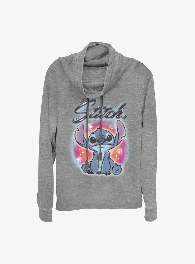 Disney Lilo & Stitch Airbrush Cowlneck Long-Sleeve Girls Top