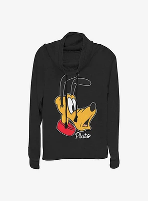 Disney Pluto Big Face Cowlneck Long-Sleeve Girls Top