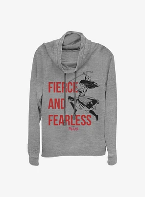 Disney Mulan Fierce And Fearless Cowlneck Long-Sleeve Girls Top