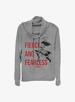 Disney Mulan Fierce And Fearless Cowlneck Long-Sleeve Girls Top