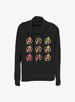 Marvel Avengers Avenger Logo Repeat Cowlneck Long-Sleeve Girls Top