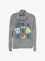 Nintendo Animal Crossing Character Grid Cowlneck Long-Sleeve Girls Top