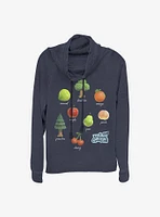 Nintendo Animal Crossing Fruit And Trees Cowlneck Long-Sleeve Girls Top