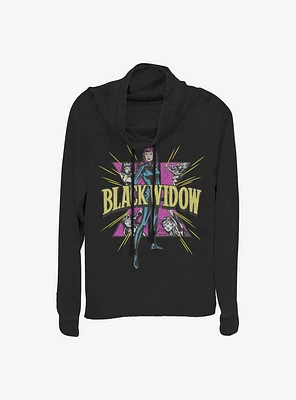 Marvel Black Widow Symbol Cowlneck Long-Sleeve Girls Top