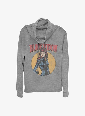 Marvel Black Widow Classic Cartoon Art Cowlneck Long-Sleeve Girls Top