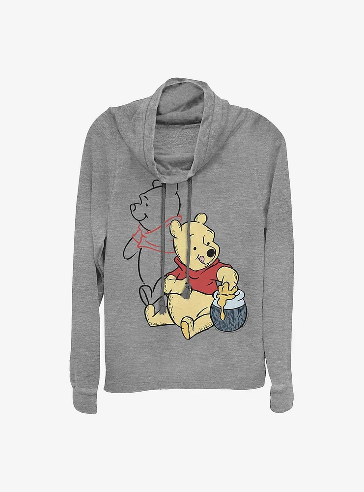 Disney Winnie The Pooh Line Art Cowlneck Long-Sleeve Girls Top