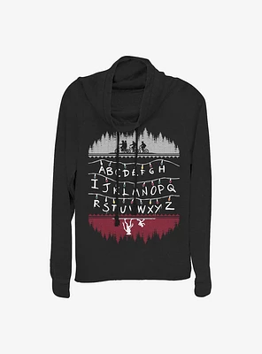 Stranger Things Alphabet Lights Cowlneck Long-Sleeve Girls Top