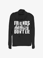 Stranger Things Cast Friends Don't Lie Cowlneck Long-Sleeve Girls Top