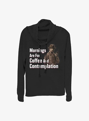 Stranger Things Coffee And Contemplation Cowlneck Long-Sleeve Girls Top