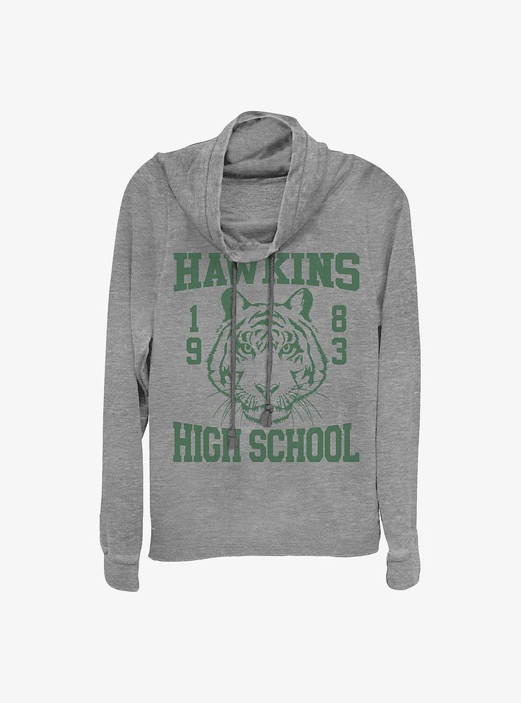 Stranger Things Hawkins High Tiger 1983 Cowlneck Long-Sleeve Girls Top