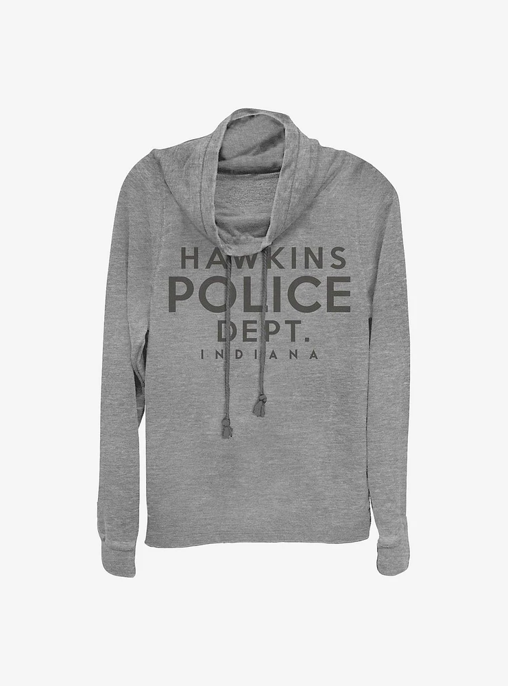 Stranger Things Hawkins Police Department Cowlneck Long-Sleeve Girls Top