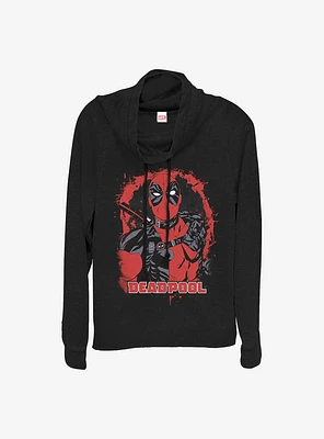 Marvel Deadpool Painted Cowlneck Long-Sleeve Girls Top