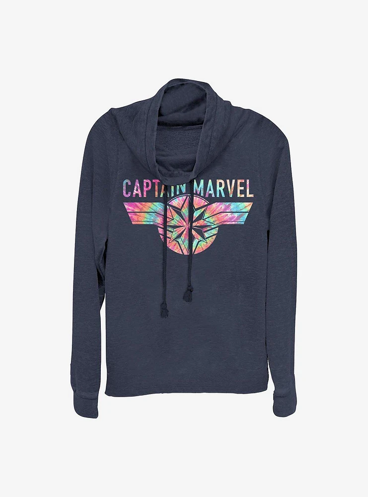 Marvel Captain Tie Dye Cowlneck Long-Sleeve Girls Top