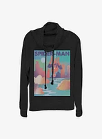 Marvel Spider-Man City Scene Cowlneck Long-Sleeve Girls Top