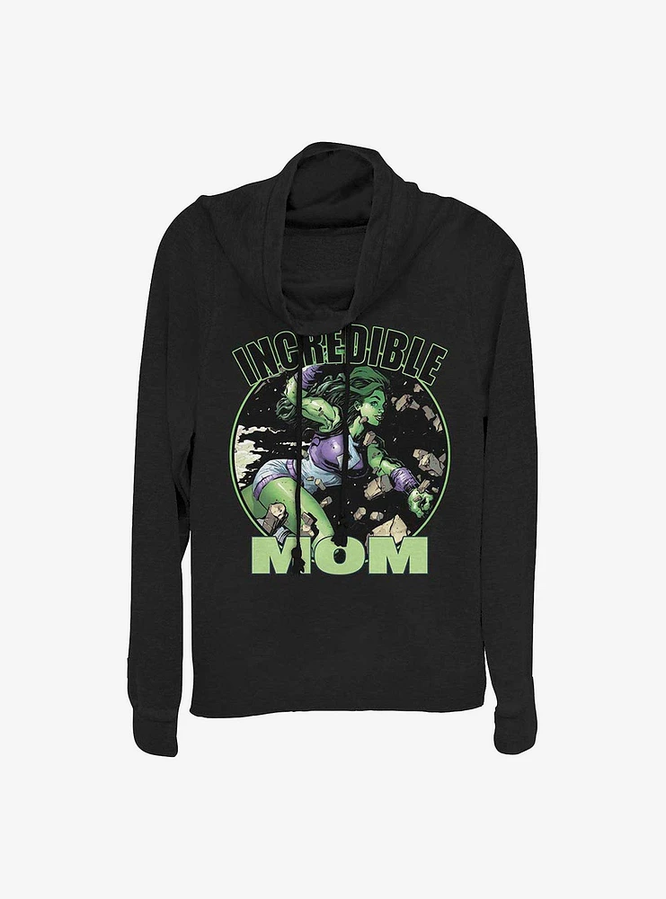 Marvel The Hulk Incredible Mom Cowlneck Long-Sleeve Girls Top