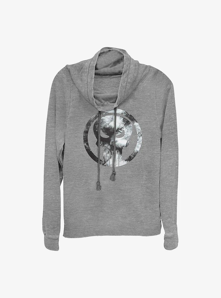 Marvel The Punisher Tie-Dye Cowlneck Long-Sleeve Girls Top