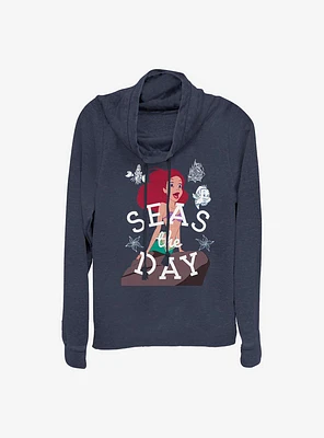 Disney The Little Mermaid Seas Day Simple Cowlneck Long-Sleeve Girls Top