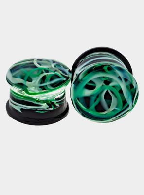 Glass Green Swirl Plug 2 Pack