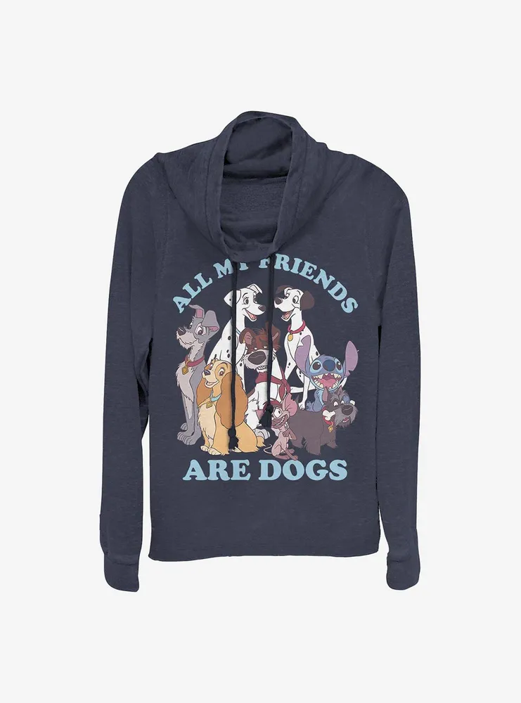 Disney Dog Friends Cowl Neck Long-Sleeve Womens Top