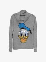 Disney Donald Duck Big Face Cowl Neck Long-Sleeve Womens Top