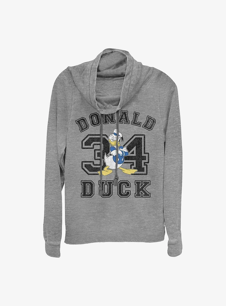 Disney Donald Duck Collegiate Cowl Neck Long-Sleeve Womens Top