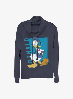 Disney Donald Duck Pop Cowl Neck Long-Sleeve Womens Top