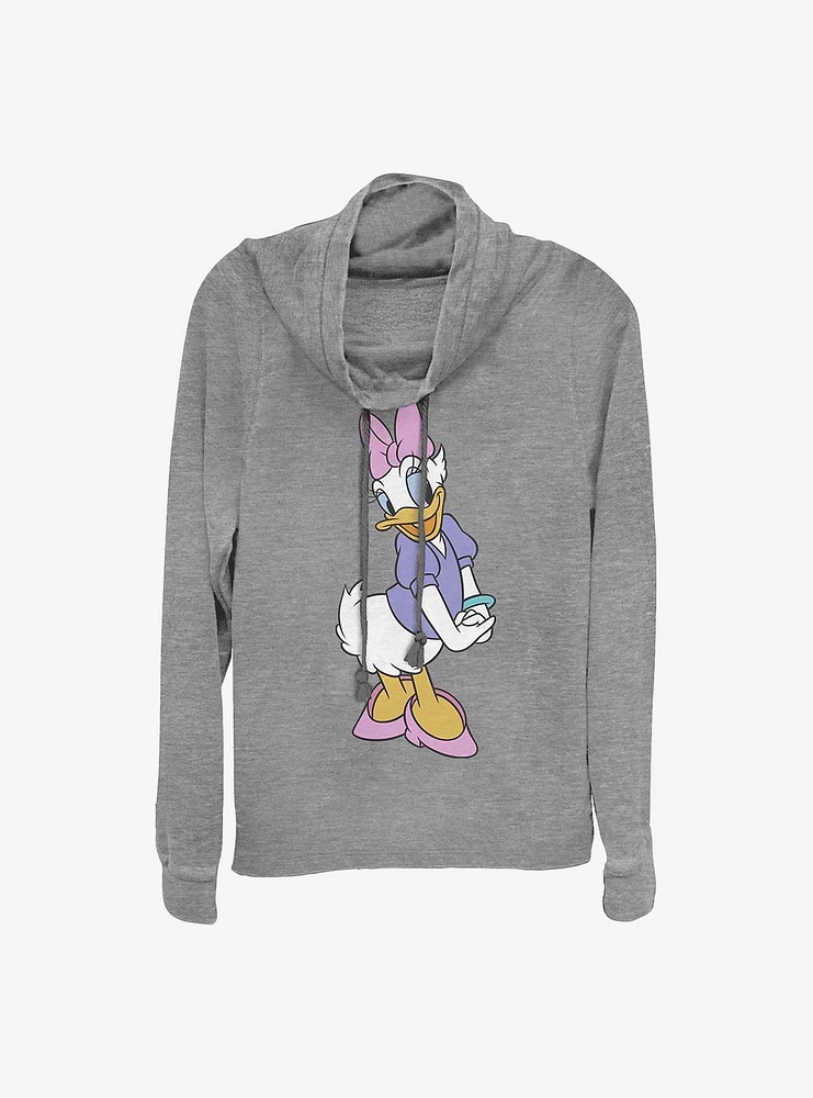 Disney Daisy Duck Traditional Cowl Neck Long-Sleeve Womens Top