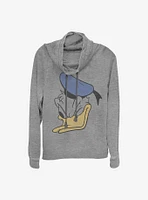 Disney Donald Duck Face Cowl Neck Long-Sleeve Womens Top