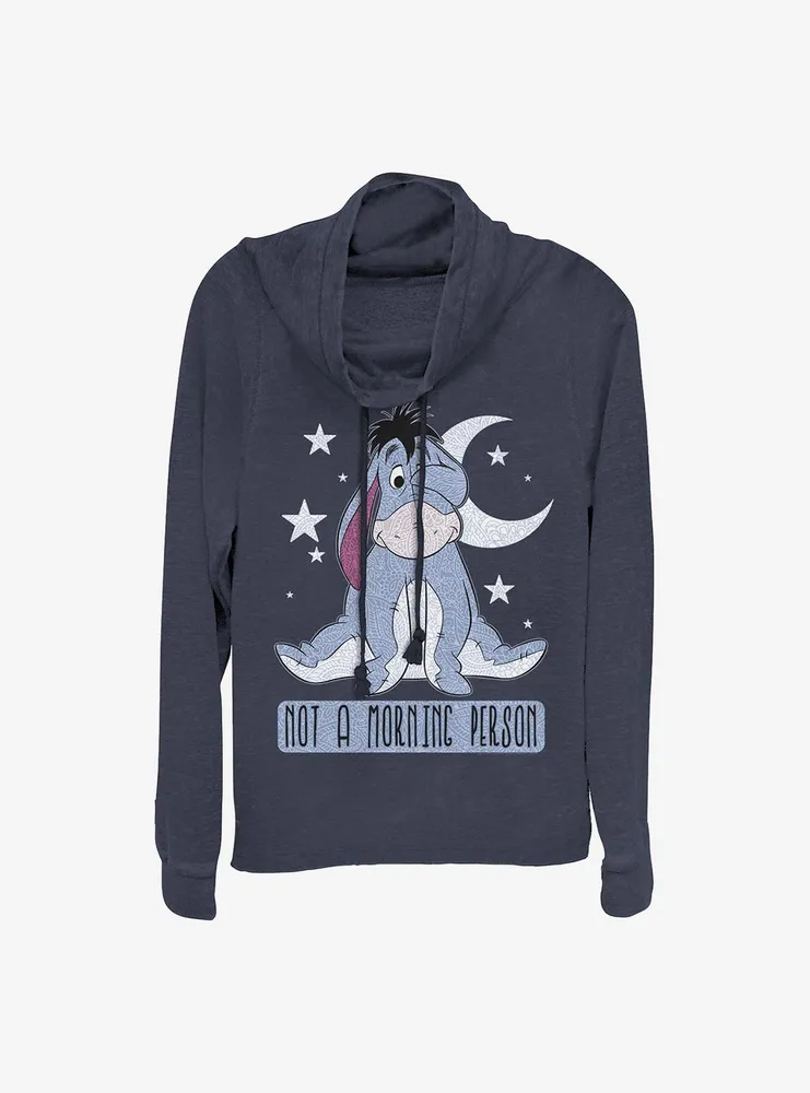 Disney Winnie The Pooh Eeyore Not Morning Cowl Neck Long-Sleeve Womens Top