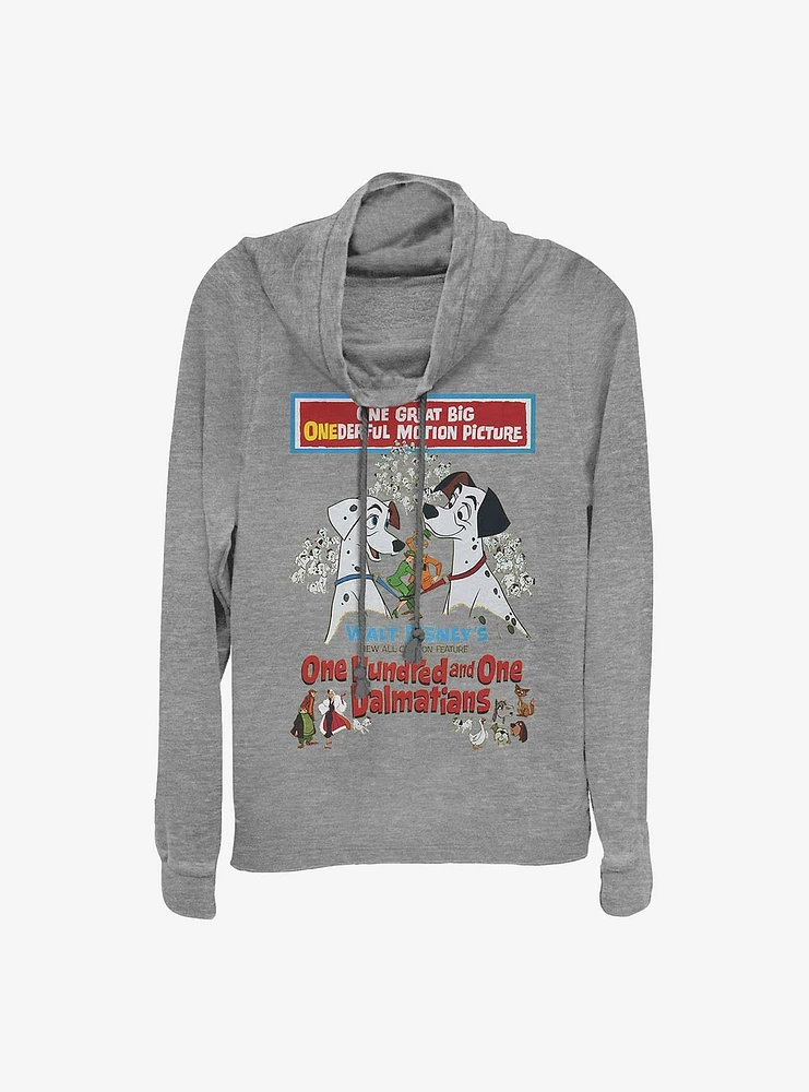 Disney 101 Dalmatians Vintage Poster Cowl Neck Long-Sleeve Womens Top