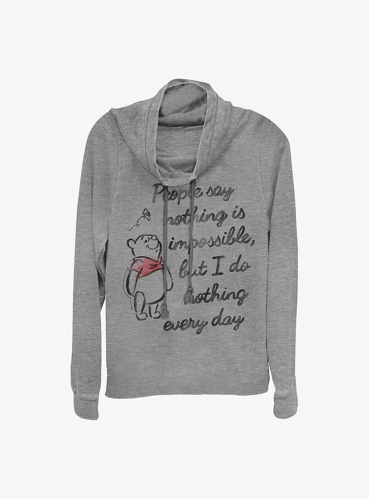 Disney Winnie The Pooh Impossible Cowl Neck Long-Sleeve Womens Top