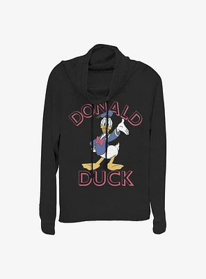 Disney Donald Duck Hello Cowl Neck Long-Sleeve Womens Top