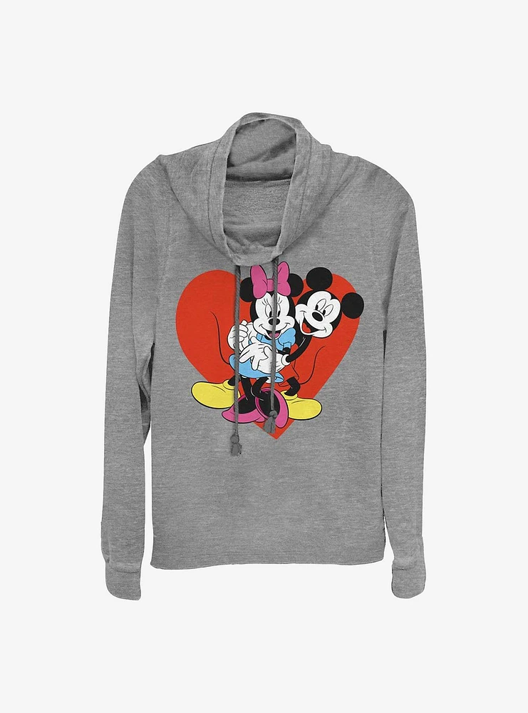 Disney Mickey Mouse Be Mine Cowl Neck Long-Sleeve Womens Top