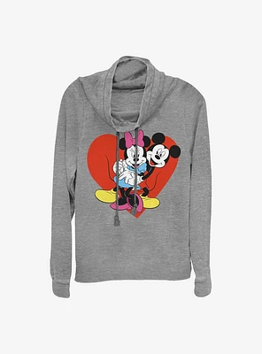 Disney Mickey Mouse Be Mine Cowl Neck Long-Sleeve Womens Top