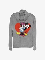 Disney Mickey Mouse Be Mine Cowl Neck Long-Sleeve Womens Top