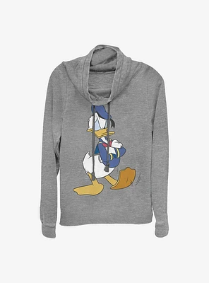 Disney Donald Duck Traditional Cowl Neck Long-Sleeve Womens Top