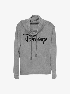 Disney Basic Logo Cowl Neck Long-Sleeve Womens Top