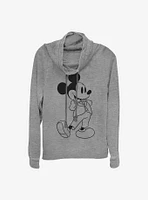 Disney Mickey Mouse Formal Cowl Neck Long-Sleeve Womens Top