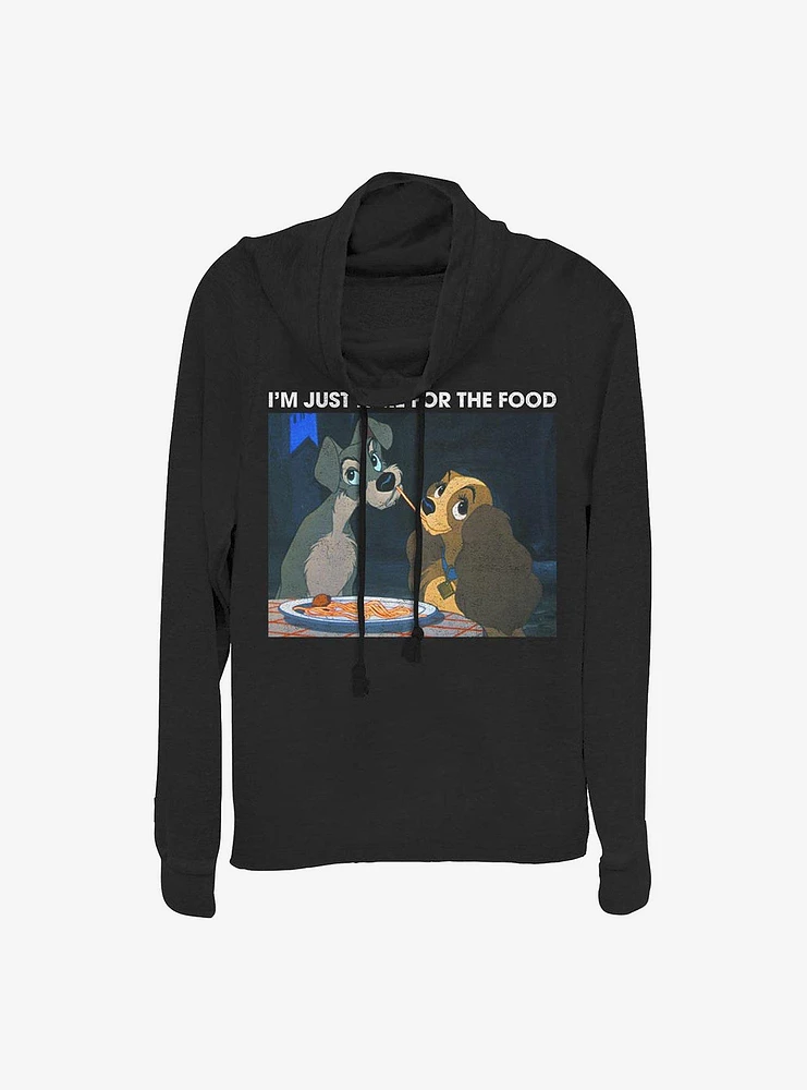 Disney Lady And The Tramp Meme Cowl Neck Long-Sleeve Womens Top