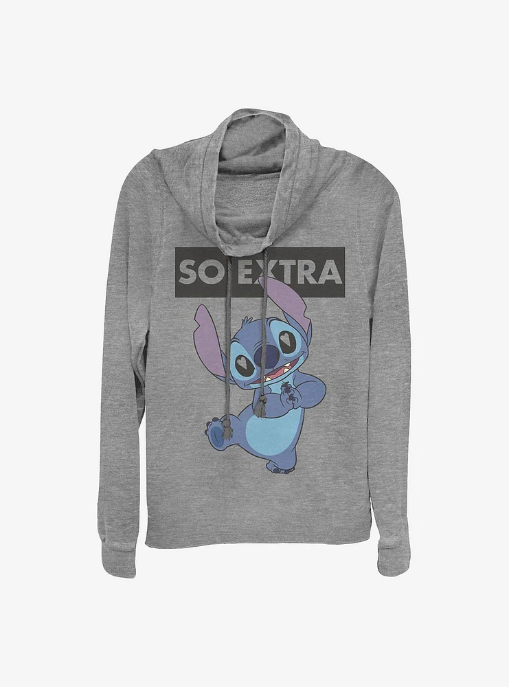 Disney Lilo And Stitch So Extra Cowl Neck Long-Sleeve Womens Top