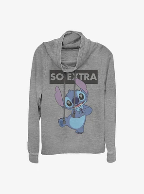 Disney Lilo And Stitch So Extra Cowl Neck Long-Sleeve Womens Top