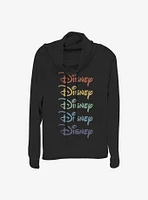 Disney Rainbow Stacked Cowl Neck Long-Sleeve Womens Top