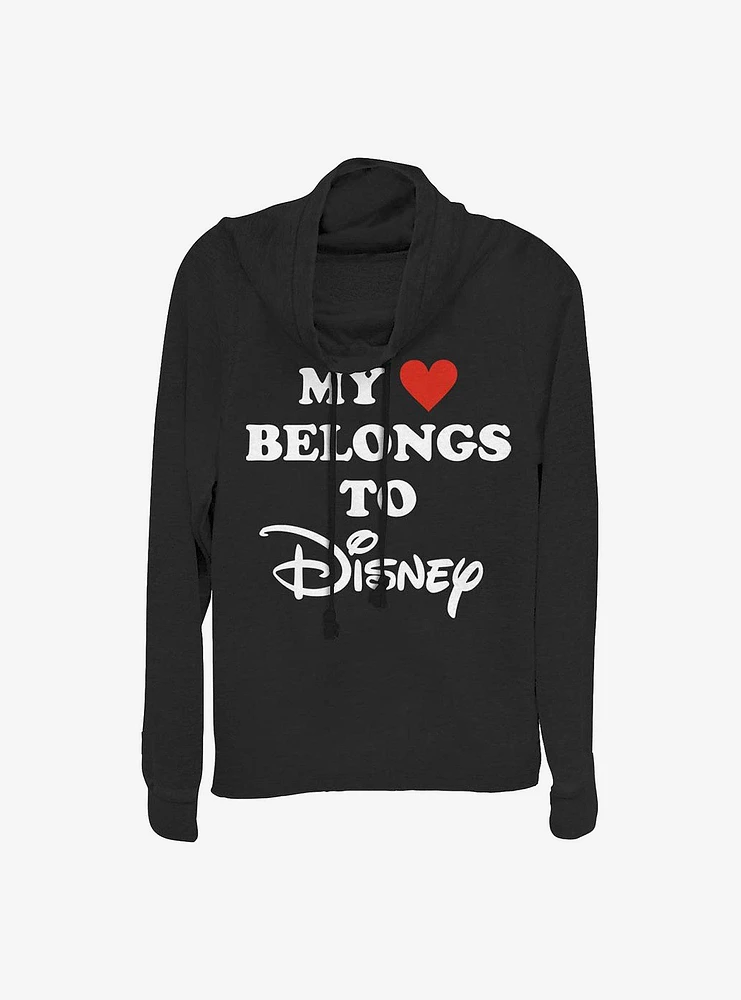 Disney I Heart Cowl Neck Long-Sleeve Womens Top