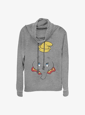 Disney Dumbo Big Face Cowl Neck Long-Sleeve Womens Top